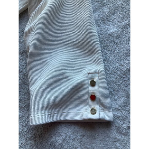 Talbots Women’s Sz.XL Ribbed Portrait Collar Top Blouse Cream cotton Blend - Picture 9 of 10